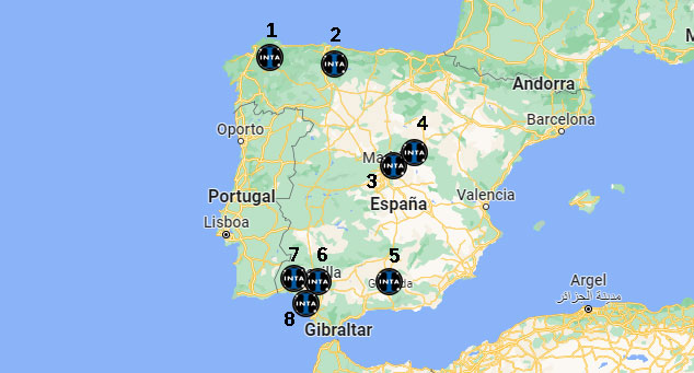 Mapa location INTA test centers